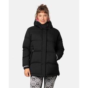 Manteau d'hiver long noir matelassé à capuche pour femme, veste chaude et épaisse en duvet synthétique pour femme - Product Image 1
