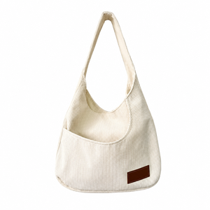 Premium Eco Friendly Fashion Corduroy Cotton Shoulder Tote <b>Bag</b> Reusable Lightweight Casual Shopping Travel Work <b>College</b> Carry - Product Image 1