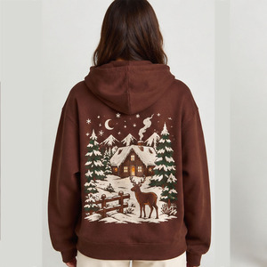 Sublimation <b>Christmas</b> Hoodie 100% Polyester Casual Style Personalized Holiday Pullover Custom Printed Snowman Design For <b>Women</b> - Product Image 2