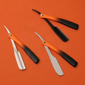 Wholesale Orange Men's Stainless Steel Folding Handle Straight Razor <b>Barber's</b> <b>Blade</b> for Shaving and Beard Cutting - Product Image 4