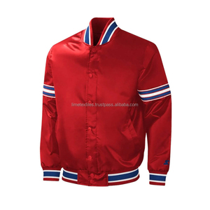 Blouson Bomber en Soie Rouge Personnalisé pour Équipes de Baseball – Réversible, Imperméable, Respirant, Léger, Style Universitaire – Vente en Gros - Product Image 1