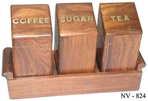 Wooden <b>Tea</b> Coffee Sugar Money <b>Box</b> with Handcrafted Natural Wood Containers Eco-Friendly Wall-Mounted for Organized Pantry - Product Image 2