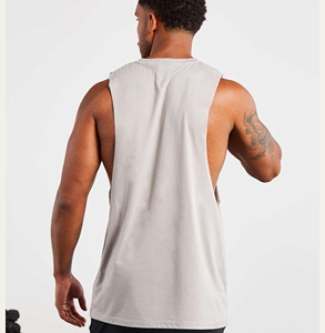 Débardeur de sport personnalisé pour homme, musculation, sans manches, grandes ouvertures pour les bras, tissé, séchage rapide, Spandex/Coton, anti-transpiration - Product Image 2