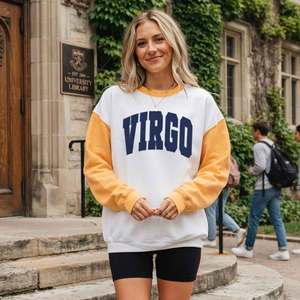 Women Virgo Print <b>Mock</b> <b>Neck</b> Sweatshirt Oversized Street Style Oversized Women <b>Mock</b> <b>Neck</b> Fleece Pullover <b>Top</b> - Product Image 1