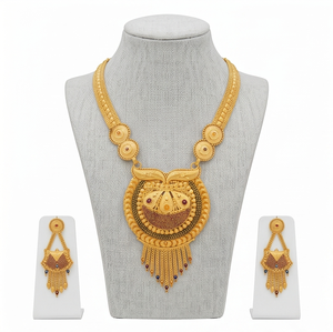 DIVYORO Gold Plated Classic Copper & Brass <b>Necklace</b> Earring <b>Set</b> for Women-<b>Wedding</b> Engagement Festive Anniversary Party Occasions - Product Image 1