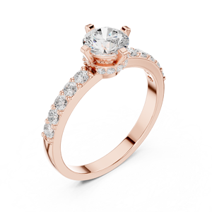 Rose Gold Lab Grown Diamond Engagement Ring Solitaire Bridal Band with Side <b>Stones</b> for Anniversary Gift Rose Gold Round Cut - Product Image 4