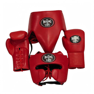 Gants de Sparring MMA Personnalisables Bleus et Or Rouge en Cuir Véritable Légers à Lacets – Sans Boxe, Pas de Vie - Product Image 4