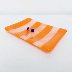 Modern Orange Stripe Resin Tray – Handmade Decorative Jewelry & Vanity Organizer Tray for Home Tabletop <b>D</b>écor - Product Image 2