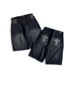 High Quality Retro <b>Men</b> Baggy <b>Jean</b> Shorts Hip Hop Printed Denim Summer Streetwear Loose Fit Unisex Casual Wide Leg Camo Shorts - Product Image 2