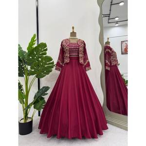 Lehenga choli เสื้อผ้ามุสลิมแบบดั้งเดิมพร้อมอุปกรณ์เสริม Koti ที่สง่างามสำหรับงานปาร์ตี้ - Product Image 3