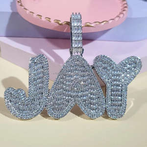 Collar personalizado con nombre JAY con VVS Lab Grown Diamond Iced Out Jewelry 925 Cadena de eslabones cubanos de plata para hombres - Product Image 1