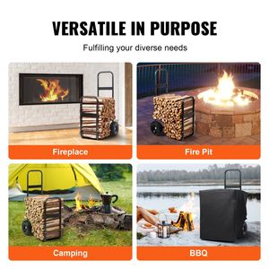 Carrello per Legna da Ardere con Capacità di 250 Libbre, Ruote in PU, Copertura Impermeabile, per Uso Interno ed Esterno, Resistente - Product Image 6