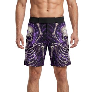 กางเกงขาสั้น MMA สีม่วงลายโครงกระดูก ผ้าเนื้อหนาพิเศษสำหรับออกกำลังกายสำหรับผู้ชาย - Product Image 1