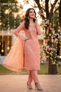 Colección de Kurti-Pant y Dupatta de organza pesada con trabajo manual y de posicionamiento, fabricante de la India, suministro al por mayor. - Product Image 2
