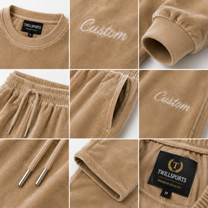 Conjunto Deportivo de Terciopelo de Lujo para Mujer, Sudadera con Cuello Redondo, Pantalones con Cordón, Bordado Personalizado, Ropa Casual Unisex para Otoño - Product Image 5