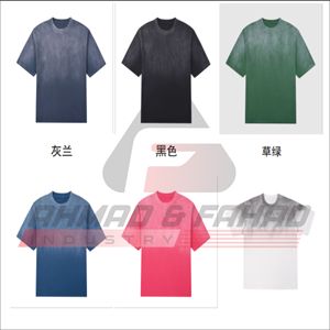 T-shirt dégradé à manches courtes pour homme, col rond, coupe classique, décontracté, 100 % coton tricoté, respirant, design uni - Product Image 1