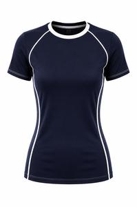 Haut de sport respirant et écologique à manches courtes pour femme, bleu marine, en spandex et polyester, séchage rapide, idéal pour la vente en gros - Product Image 3