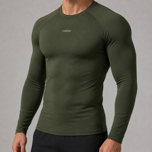 F2WIN Rashguard Unisexe à Manches Longues Vert Séchage Rapide Écologique Anti-Bactérien Imprimé par Sublimation 220g Polyester Compression - Product Image 6