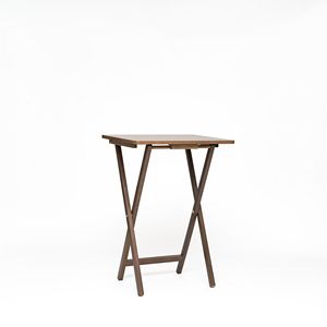 4 Piece Rustic Espresso Rubberwood <b>Folding</b> TV <b>Tray</b> <b>Table</b> Set with Storage Rack - Product Image 3