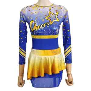 Tenue de compétition tendance All Star avec des paillettes brillantes et des motifs en strass, uniforme de cheerleading - Product Image 1