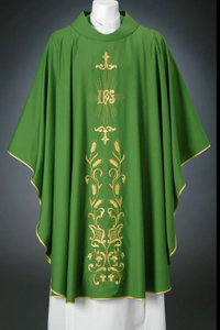 Semi-gothic Jacquard Fabric With Gold Banding Chasuble 2026 Custom Made New Design High Quality Embroidered Chasuble - Product Image 2