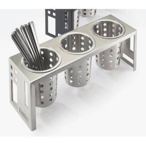 Porte-ustensiles élégant en métal finition argentée, décoration de cuisine, support de comptoir de forme ronde pour la maison, le café et la cuisine des hôtels - Product Image 6