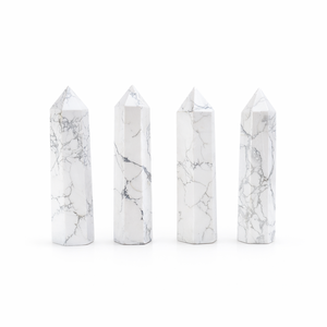 Punta de Cristal de Howlite Natural Pulida, Varita Blanca Curativa para Reiki, Meditación, Piedra Energética, Chakralume, Feng Shui - Product Image 1