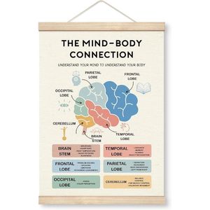 Poster su Tela 'Connessione Corpo-mente' con Supporto in Legno, Risorse Educative per la Funzione Cerebrale, Decorazione per Ufficio per Psicologi - Product Image 1
