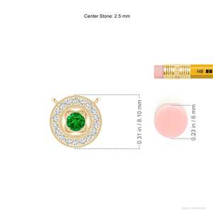 14K <b>Solid</b> <b>Gold</b> Natural Emerald Vintage Halo <b>Pendant</b> With Milgrain Diamond Fine Jewellery Anniversary Wedding Gift For Her 2026 - Product Image 3