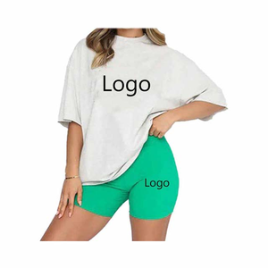 Ensemble de survêtement personnalisé pour femme, t-shirt oversize multicolore avec logo imprimé, short, tenue d'été deux pièces, tenue de sport, tenue de gym - Product Image 4