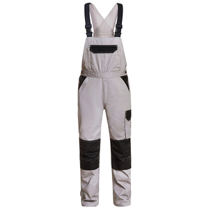 Men's Grey Reflective Safety <b>Work</b> Coverall Bib <b>Black</b> Reinforced Knees Pockets Breathable Needle Detection Abrasion Resistant - Product Image 1