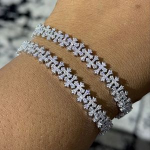 Pulsera de tenis con forma de cruz de piedra natural, chapada en oro macizo de 10K, cadena de oro rosa, estilo Hiphop, unisex, regalo para fiestas, uso diario - Product Image 2