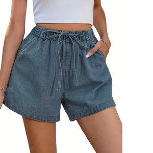 Shorts en jean pour femmes, style mode été, ornés de perles et de diamants, en denim décontracté, personnalisables avec votre logo de marque - Product Image 2