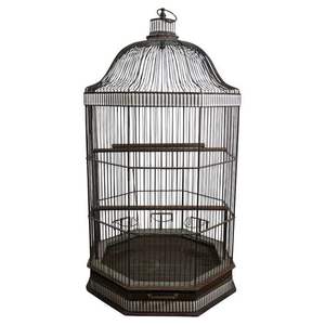 Jaula para pájaros vintage de acero inoxidable con revestimiento dorado, incluye soporte, bebedero y comedero con vasos de plástico, fácil de limpiar, adecuada. - Product Image 1