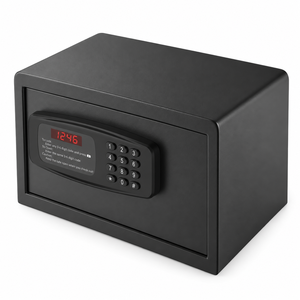 Small Black Digital Safe for Motel Valuables Automatic Door Opening Battery Powered Steel <b>Locker</b> for Wholesale Hotel Supply Bulk - Product Image 1