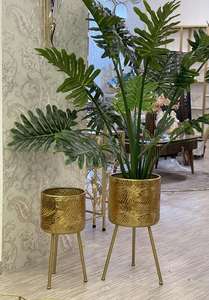 Support à plantes moderne en métal doré en forme de U à 2 niveaux, durable et avec revêtement poudré, pour l'affichage décoratif de plantes d'intérieur - Product Image 6