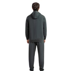 Survêtement à capuche pour homme, coupe classique, vert, en tissu interlock, avec empiècements coupés et cousus, patch frontal caoutchouté, cordon de serrage DTM, vêtements de sport OEM - Product Image 2