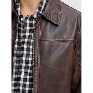 Veste en cuir de vachette de qualité supérieure fabriquée à la main pour homme Leathertex, style antique frotté à la main, pour vêtements de travail d'automne - Product Image 3