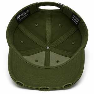 Casquette de baseball vert olive 6 panneaux réglable en sergé de coton et denim avec logo brodé unisexe décontractée la plus vendue avec fusion sans couture - Product Image 4
