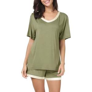 Conjunto de Pijama Reversible de Verano 2026 para Mujer, de Moda, Liso, 100% Poliéster, Ligero, Transpirable, de Corte Relajado, con Abertura Frontal - Product Image 2