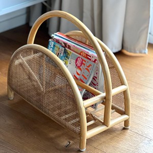 Hermoso soporte semicircular para revistas, soporte para revistas de ratán, decoración de oficina - Product Image 6