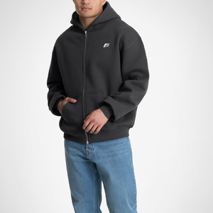 Sweats à capuche zippés épais 450 GSM 100% coton molletonné, logo personnalisé, coupe oversize, streetwear, vente en gros, personnalisation de marque - Product Image 2