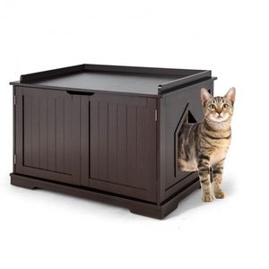 Grande litière pour chat avec double accès par porte, accessoire pour un habitat confortable pour votre chat - Product Image 1