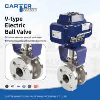 Vanne à boisseau sphérique motorisée électrique en V, en acier inoxydable WCB, à extrémités à brides, corps moulé monobloc, pour liquides visqueux et boues, 150LB~600LB, OEM