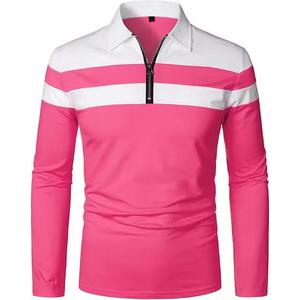 Suéter de punto personalizado de manga larga para hombre, estilo polo, con botones, a rayas, acanalado, informal, tipo camiseta polo. - Product Image 4