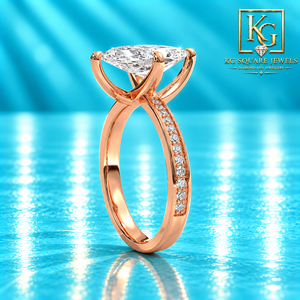 Anillo de Diamante Marquise Cultivado en Laboratorio en Oro Rosa Radiante para Mujer, para Compromiso, Aniversario, Boda y Fiestas - Product Image 2