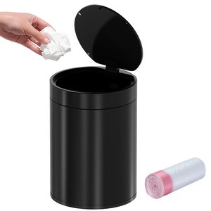 Mini Cestino per Rifiuti da Scrivania in Acciaio Inox da 1,5L, Contenitore per Rifiuti da 0,4 Galloni con Coperchio a Scatto, Stile Country - Product Image 1