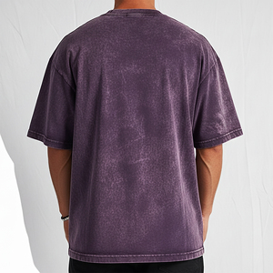 OEM/ODM Custom Made 100% Cotton 230gsm Drop Shoulder Acid Washed T-shirts Custom Screen Printed Logo Fashionable T-Shirt - Product Image 4
