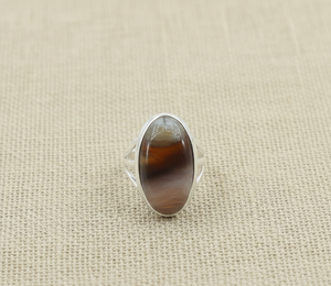 Natural Botswana Agate Gemstone 925 Sterling Silver <b>Ring</b> Handmade Oval Cabochon Boho <b>Statement</b> Jewelry Gift for Women Her Men - Product Image 6