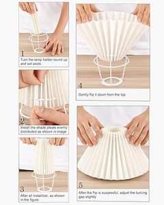 Lámpara de Mesa de Madera Maciza con Pantalla de Tela Plegada, Lámpara de Noche Estilo Rústico, Lámpara Colgante Plegada Color Crema para Decoración de Dormitorio - Product Image 3